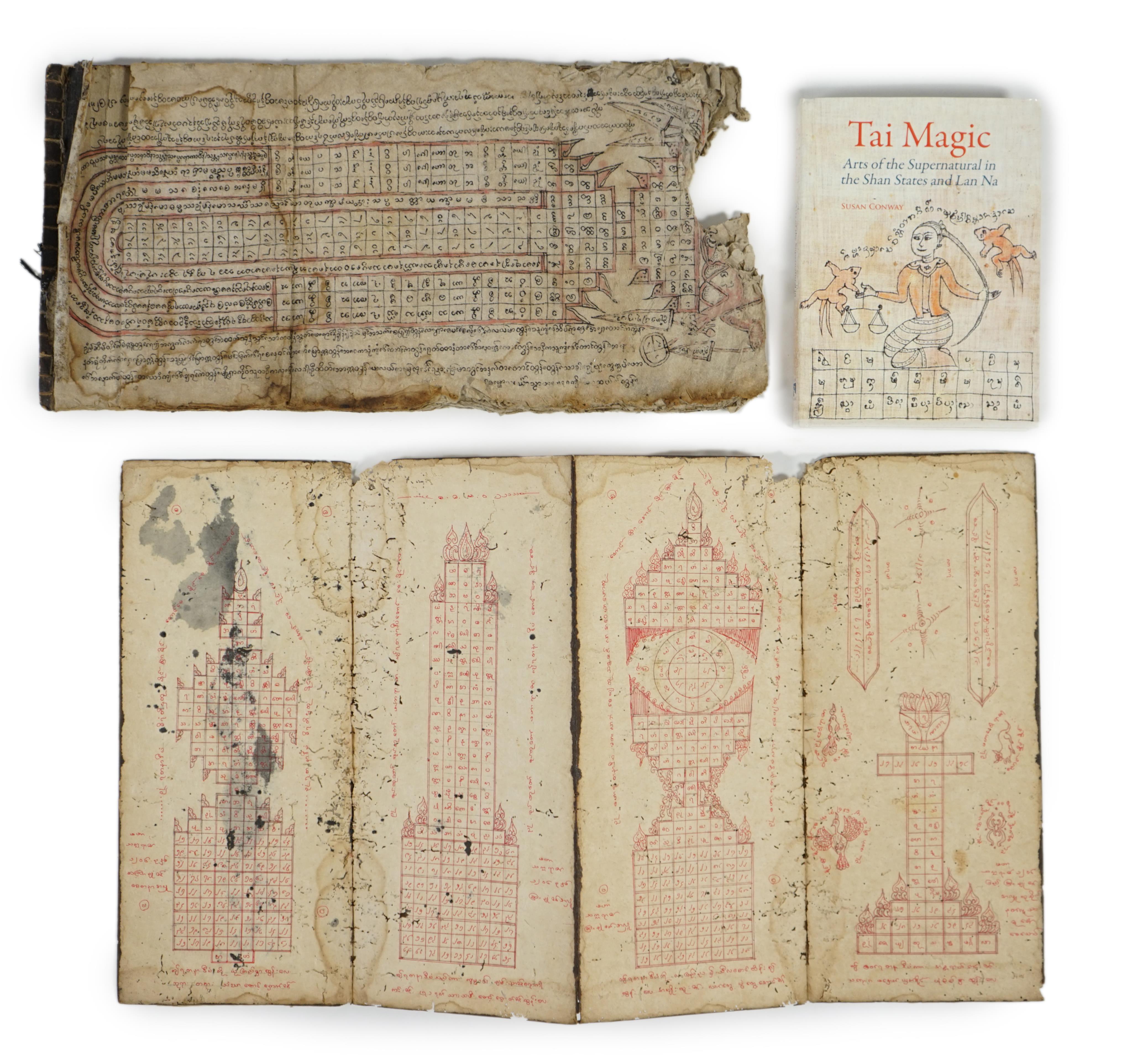 A Burmese mulberry leaf book of Tai Magic, Shan States, Myanmar, 19th century